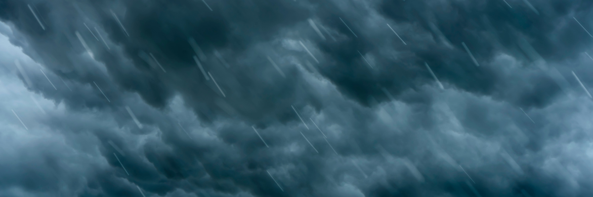 Dark blue clouds with rain.